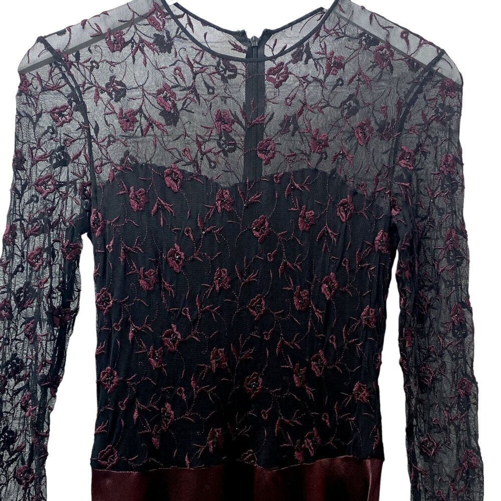 PAMELA DENNIS Couture Silk Evening Gown Sz 10 Formal Long Dress Burgundy Black - Picture 2 of 16